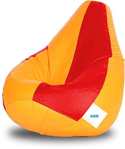 Image of GUNJ Bean Bag Filled with Beans Large Size - (Yellow Red)