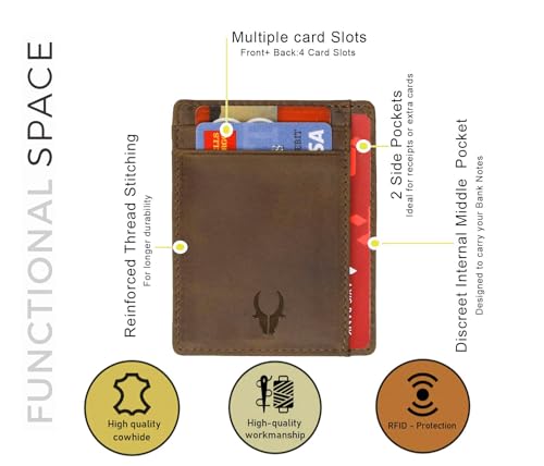 Image of WildHorn Leather Card Holder for Men & Women (Tan Hunter)