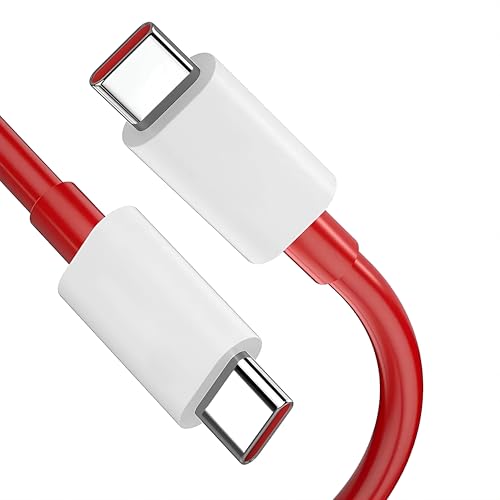 Image of Type C To C 100Cm Supervooc Charging Cable Fast Data Sync For OnePlus 13,13R,12,12R,11,11R,10R,10T,10,10 Pro,9 Pro,9Rt,8,8T,Nord 4,3,2,Ce 4,3,2,Ce4 Lite,Ce3 Lite & Other Type-C Devices, Red