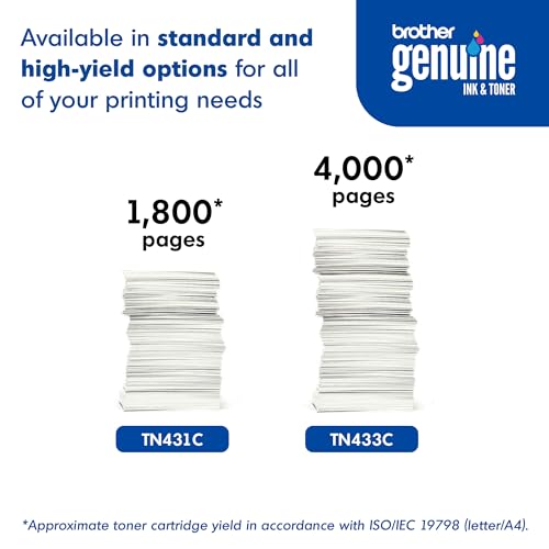 Brother Genuine High Yield Toner Cartridge, TN433C, Replacement Cyan Toner, Page Yield Up to 4,000 Pages, Amazon Dash Replenishment Cartridge, TN433 - image 6