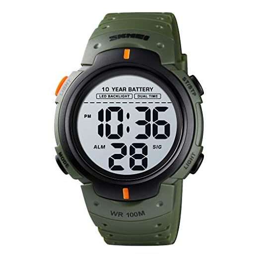 SKMEI Relógio masculino digital para esportes ao ar livre 10 anos bateria 10 ATM à prova d'água crono LED relógio de pulso, Army green