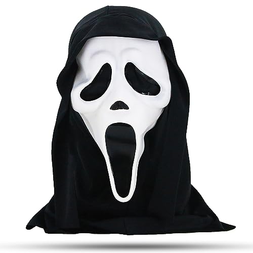 Tuofang Masques Scream Halloween - Masque Horreur, Masque Ghostface Scream, Film Horror Killer Masques en Latex, Cosplay Masque D'horreur pour Carnaval Halloween (A)