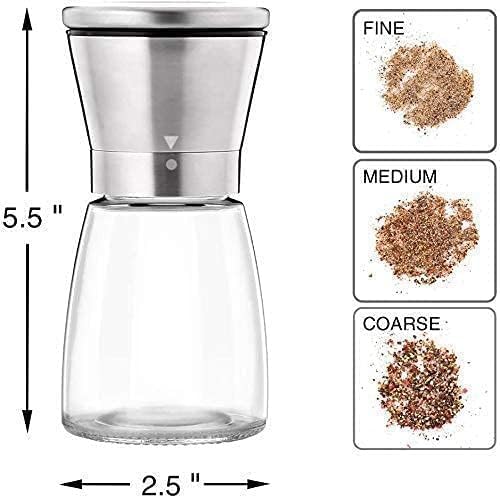 Image of Pepper Grinder or Salt Grinder, Best Spice Mill with Ceramic Blades, Adjustable Coarseness, Black Pepper Mill Grinder Shaker Steel Lid (MINI Paper Mill 1)