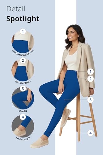 Image of Women's Cotton Lycra Ankle Length Leggings | Regular Rise, Soft 4 Way Stretch Fabric | Casual & Ethnic Wear