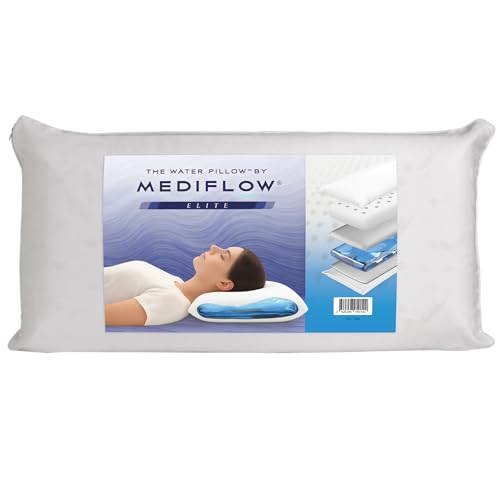 Mediflow Wasserkissen - Elite Collection Memory Foam Kissen Orthopädisches Kissen zur Linderung von Nackenschmerzen Verstellbares Wasserkissen zum...