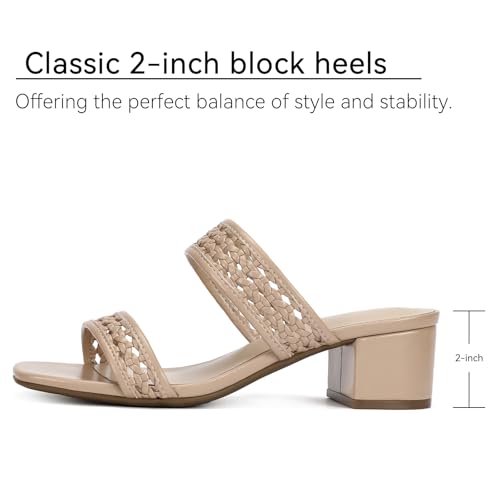 Image of Women's Heeled Sandals Two Strap Square Open Toe Heels 2-Inch Chunky Sandals Dress Shoes Wide Feet Friendly