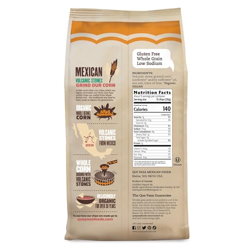 Que Pasa Organic Yellow Corn Tortilla Chips, 11 oz (Pack of 1), Gluten Free, Non-GMO, by Nature's Path