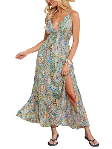 Image of CUPSHE Womens Summer Maxi Dress 2026 Sleeveless Long Sundresses Spaghetti Strap Flowy Boho Beach Vacation Dress