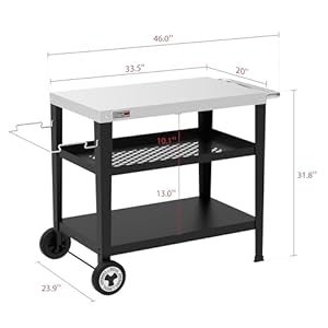 Royal Gourmet PC3404S Rolling Dining Table with Trash Bag Holder, Outdoor Garden Patio BBQ Kitchen Food Prep Table Cart, 34"L x 20"W Stainless Steel Tabletop, Silver & Black Royal Gourmet PC3404S Rolling Dining Table with Trash Bag Holder Outdoor Garden Patio BBQ Kitchen Food Prep Table Cart 34L x 20W Stainless Steel Tabletop Silver Black