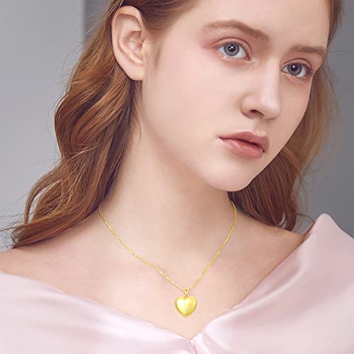 SOULMEET 10K 14K 18K Solid White Gold/Silver Minimalist Style/Infinity Sunflower Heart/Oval Locket Necklace That Holds 1 or 2 Pictures Personalized Photo Locket Necklace Letters Engraving4