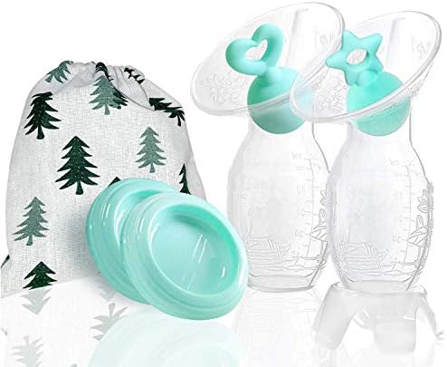 Bumblebee Manual Breast Pump with 2 Pack Breastfeeding Milk Saver Light Blue Star & Heart Stopper & lid in Gift Box Breastpump