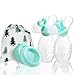 Bumblebee Manual Breast Pump with 2 Pack Breastfeeding Milk Saver Light Blue Star & Heart Stopper & lid in Gift Box Breastpump 100% Food Grade Silicone bpa PVC and Phthalate Free