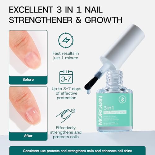 Morovan Gel Nail Polish Remover Kit: Gel Polish Remover with Liquid Latex Tape Nail Strengthener Nail Tools Quick Remove Gel Nail Polish in 3-5 Minutes No Need to Warp & Soak
