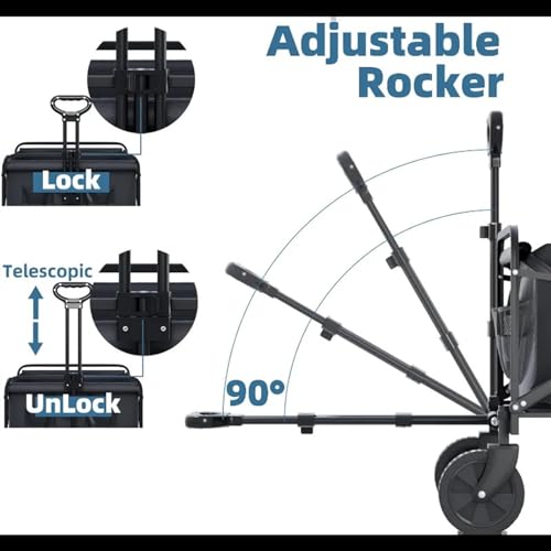 Chariot pliable robuste 300 kg bleu à roues 360° pour camping