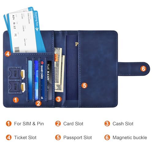 Image of Eoehro Passport Holder for Travel Essentials, Passport Wallet Cover Case for Travel Must Haves Accessories,Passport Book Holders for Women and Men(dark blue)