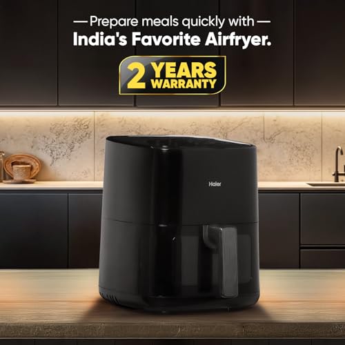 Image of Haier Air Fryer 5 Litre Digital Control | 1500 Watts Powerful Heating | See Through Window | 3D Hot Air Baking Technology | 6 Preset Recipes | Auto Shut Off | Black | 2 Year Warranty | HAF-D503B