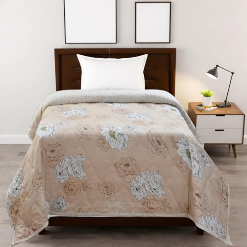 Image of IVAZA Luxury Ultrasonic Punch AC Comforter Blanket - Quilted Microfiber Floral Pattern, Lightweight Breathable All‑Season Blanket for Bedroom, Travel (Singled Bed,228x152 CM) Copper