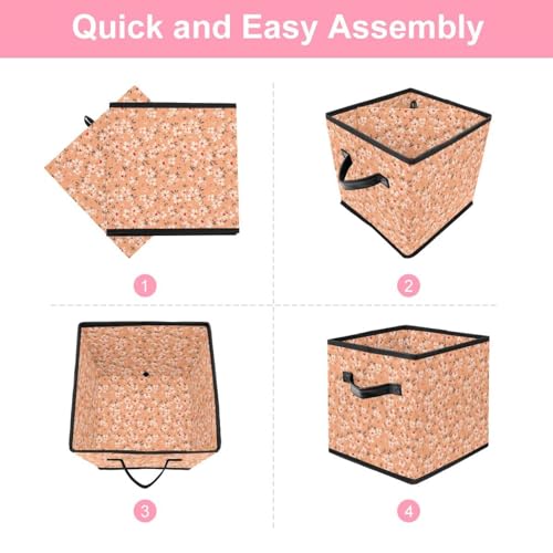 Boîte de rangement pour jouets et placard cube pliable tissu fleurs