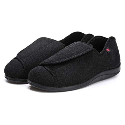 Nwarmsouth Chaussures Confortable pour Pieds Gonflés,Chaussures Amples pour Personnes âgées aux Pieds enflés, Chaussures de rééducation postopératoire-39_Black,Viscoélastique Elargissement Chaussons Cover