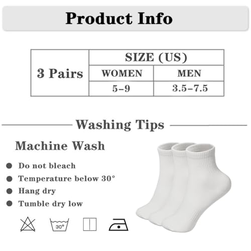 Image of Womens Ankle Socks, Combed Cotton Athletic Mini Crew Socks with Arch Support for Women Man