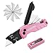 WORKPRO Coltello Taglierino, Coltello Pieghevole con 13 Lame di Ricmabio, Taglierino Pieghevole Rosa, Lame a Cambio Rapido, Adatto per Tagliare Carta, Cartone, Plastica