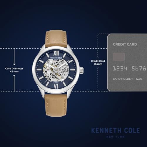 Image of Kenneth Cole Automatic Blue Round Dial Men's Watch | Genuine Leather Strap Material | Watches for Men Analog - KCWGX0103801MNW