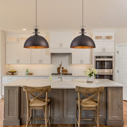 Image of 18 Inch ORB Farmhouse Pendant Lights for Kitchen Island 1 Pack | ETL Certificate, Easy to Install,Adjustable Height Cord,Vintage Industrial Dome Hanging Light Fixtures