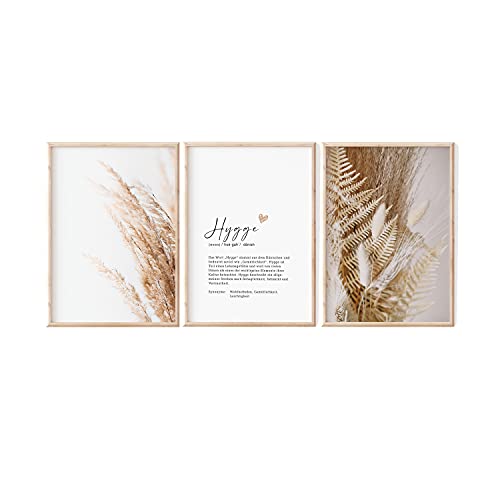 myDreamwork Poster Set | 3 passende Bilder - Exklusive Home Deko für Schlafzimmer und Wohnzimmer | Hygge Deko | Bilder Beige | 21- Beige Hygge - ohne Bilderrahmen (3x A4) Cover