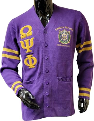 Buffalo Dallas Omega Psi/Ψ Phi Chenille Varsity Cardigan [Button Down - Purple] - ID#67823-139-2-0-34