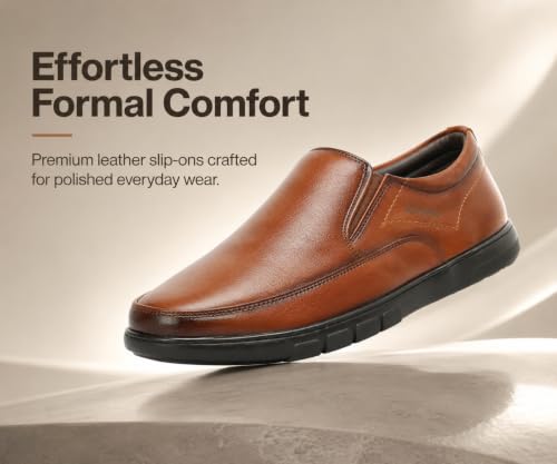 Image of Kraasa Brass Formal Shoes for Men | Vegan Leather Slip-On Office Shoes