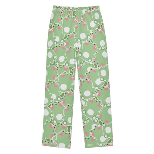 Boys' Pants Cute Frog Green Long Bottoms Jogger Pants Elastic Waist Trousers with Pockets S-XL