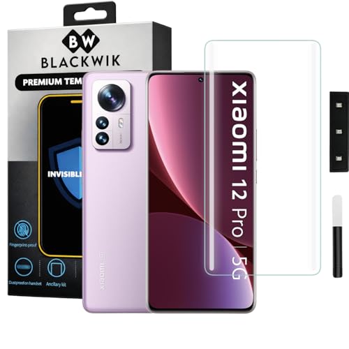 Image of Blackwik Premium Curved UV Tempered Glass For Xiaomi 12 Pro Cellphone (Transparent, Pack Of 1) Advanced Border Less Full Screen Coverage UV Screen Protector Guard With Installation Kit