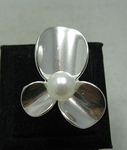 Sterling silber ring Blume mit 8mm perle 925 Empress jewellery Größe 46-69 R001144