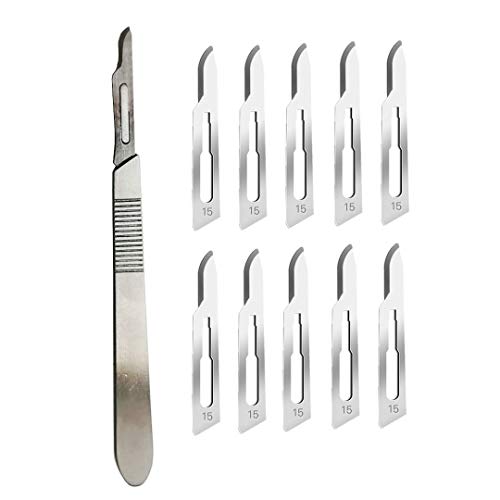 ABMRO Lames De Scalpel # 15 Avec Manche # 3 – Rasoir Stérile À Lame Unique Pour Dermaplaning, Dissection, Podologie Et Toilettage Professionnel, Retrait De...