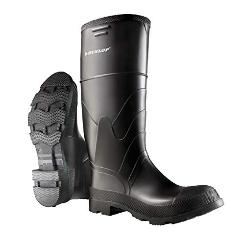 Image of DUNLOP Protective Footwear, 16" Economy Steel Toe, 100% Waterproof PVC, Lightweight and Durable, 8662200.06, Size 6 US, Black