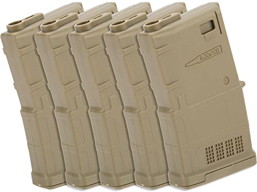 Evike Airsoft - ARES AMAG 100rd Mid-Cap Mag for M4 Airsoft AEGs (Color: Dark Earth / 5 Pack)
