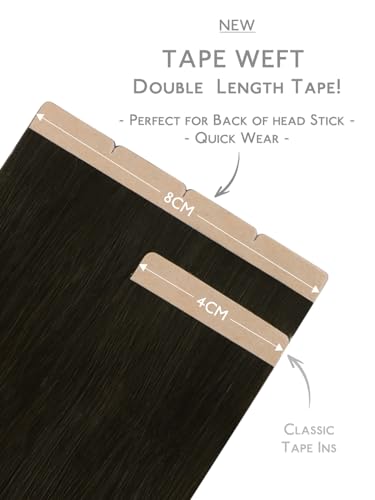 Image of WENNALIFE 3.15 inch Wide Tape in Hair Extensions Human Hair, Tape in Weft