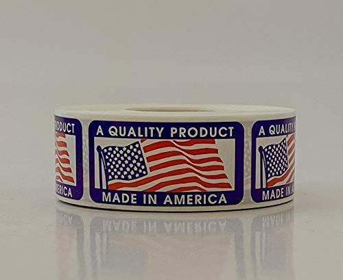 QSX Labels - 357 - Made in America Sticker - USA - American Flag Label 1" x 2" (500/roll)