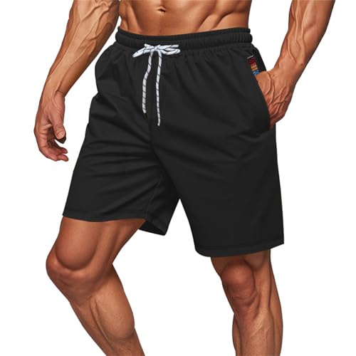 Mens Quick Dry Shorts with Zipper Pockets Basketball Gym Workout Athletic Shorts Outdoor Running Pants Swimming Trunks