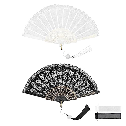 Ventaglio in Pizzo 2 Pezzi con Pendente, con Borsa...