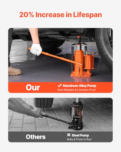 Image of VEVOR Air Hydraulic Bottle Jack, 12 Ton /26455 lbs Pneumatic Hydraulic Bottle Jack with 10.43''-19.88'' Lifting Range & Manual Hand Pump, for Pickup, Truck, RV, Auto Repair, Industrial Engineering