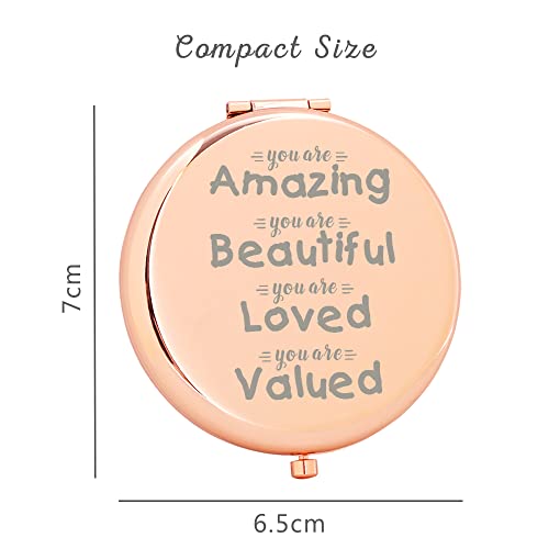 Inspirational Gifts For Women Travel Makeup Mirror Rose Gold Birthday Christmas Valentine's Day Personalized Gifts For Girlfriend Wife Teen Girl Daughter Sister Niece Granddaughter Mom Grandma Aunt #TOP6