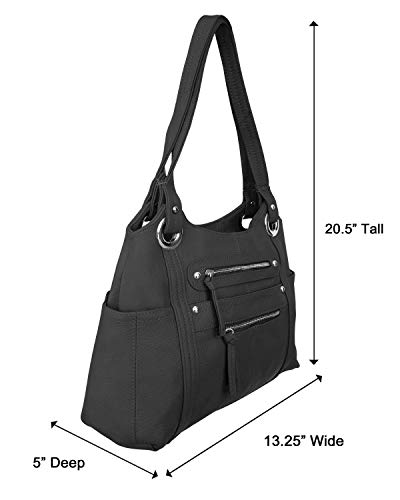 Roma Leathers Leather Locking Concealment Purse - CCW Concealed Carry Gun Shoulder Bag (Black)4