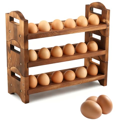 Wooden Egg Holder Countertop, ‌3-Tier Wooden Egg Holder & Storage,