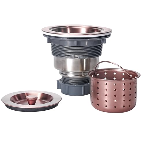 KONE 3/1-2インチ シンク排水口アセンブリ アンティーク銅 キッチンシンク排水キット 銅ステンレススチール シンクバスケット ストレーナー ゴムストッパー シーリング蓋/取り外し可能な深いゴミバスケット 家庭/キッチン用