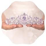 JWICOS Light Purple Crystal Tiara and Crown for Women Elegant Princess Crown with Comb Women's Rhinestone Headband for Wedding Prom Birthday Party (Light Purple)