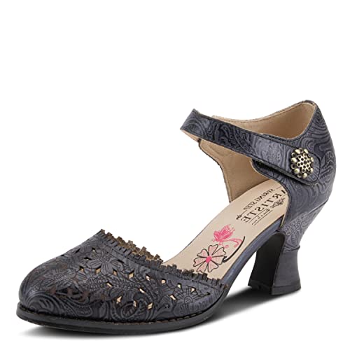 Spring Step L'Artiste Visionary Pump Shoes for Women | French Inspired Hand Painted Leather D'Orsay High Heels for Women with Ankle Strap