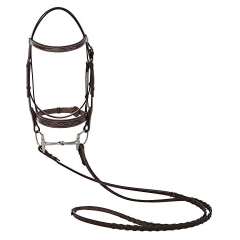 Huntley Equestrian Fancy Stitched Sedgwick Leather Padded Bridle with Reins (Sedgwick Australian Nut, Full) Cover