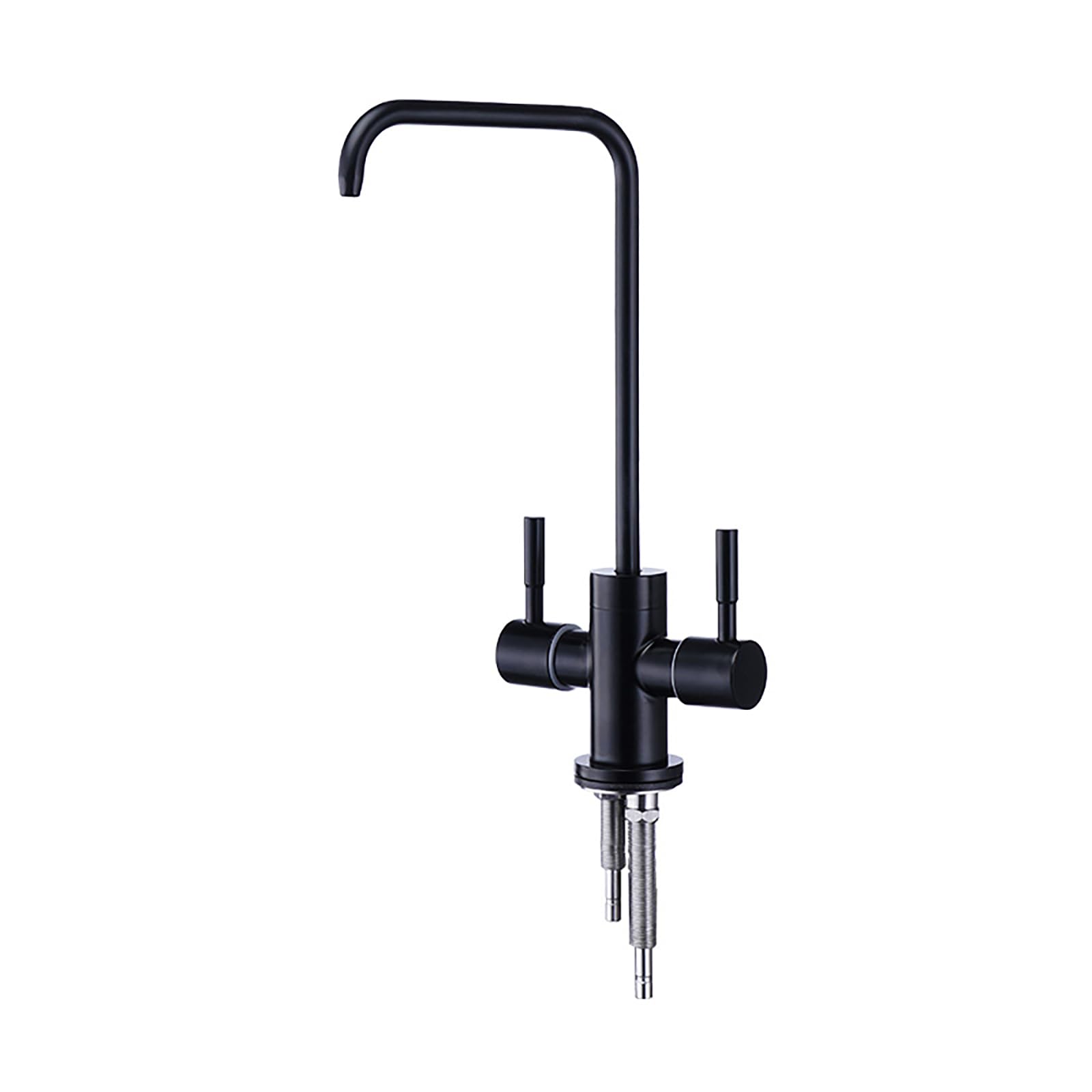 FCXWEVR 360° Rotatable Black Kitchen Sink Tap Single Hole Cold Water Mixer Faucet for Easy Drinking Water Access