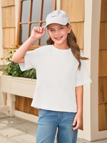 Girls Half Sleeve T Shirts Kids Summer Crewneck Loose Casual Tops Tees 5-14 Years2